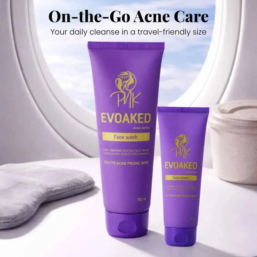 Evoaked Acne Series – Acne Control Face Wash (2.5% Benzoyl Peroxide) Clinically Proven Acne Control with Hydration Protection Pnk Beauty