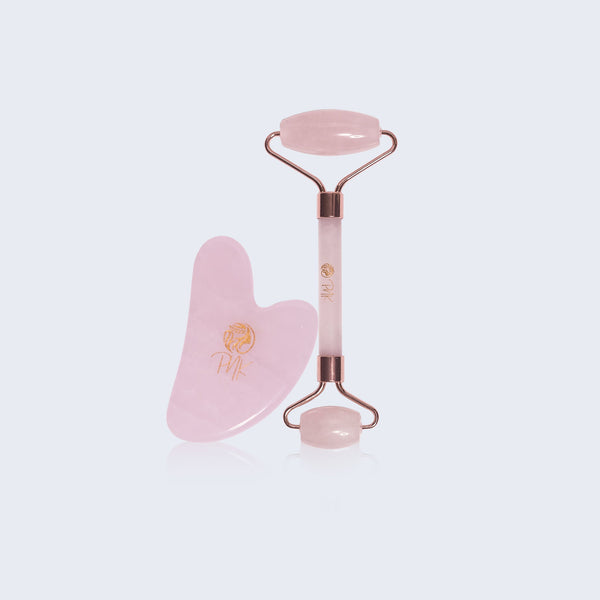 PNK Radiance Rose Quartz Gua Sha & Jade Roller (Combo set)